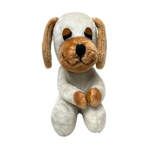 Vintage Dakin 1977 Huggables Puppy Love 10" Dog White Brown Plush Stuffed Animal